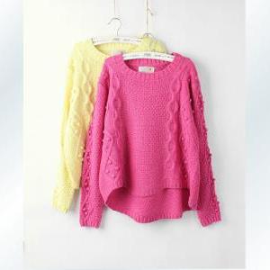 Loose long-sleeved knit sweater #UY..