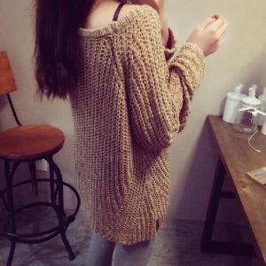 Loose Round Neck Knit Sweater #bf102221