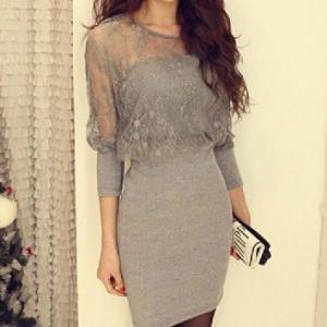 Slim Lace Long-sleeved Dress #er110603