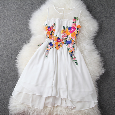 Embroidered Sleeveless Vest Dress #er112603