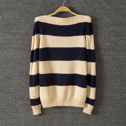 Sweet Striped Long-sleeved Sweater #er120604