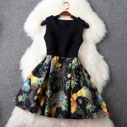Slim Printed Sleeveless Dress #re30112fd
