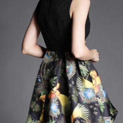 Slim Printed Sleeveless Dress #re30112fd