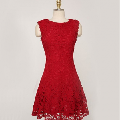 Slim Sleeveless Embroidered Lace Fishtail Dress..