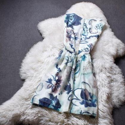Fashion Printed Sleeveless Vest Dress #we32204po