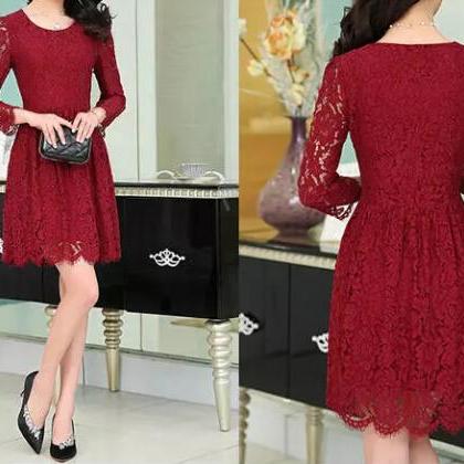 4610760 Blue Embroidered Lace Dress