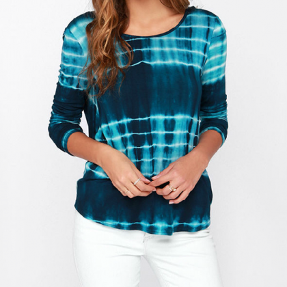Sexy Halter Striped Long-sleeved T-shirt We5609po