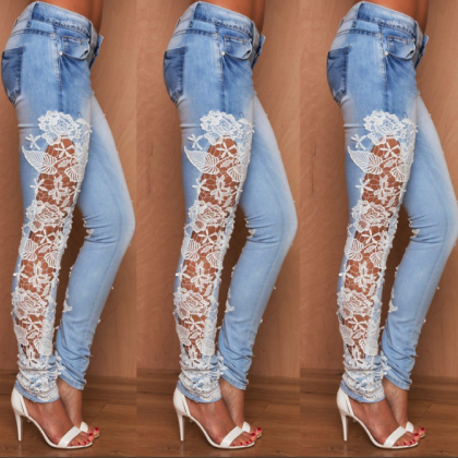 Design Lace Embroidery Jeans We92505po