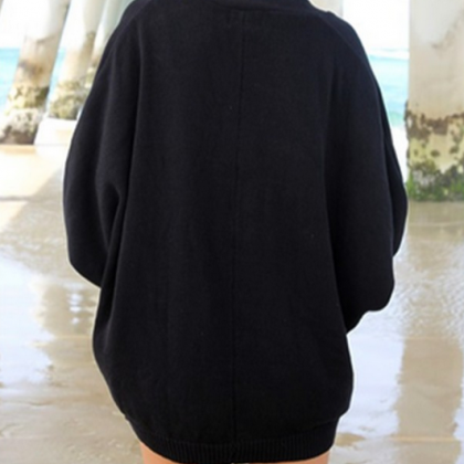 Long sleeve pit lapel loose cardigan jacket