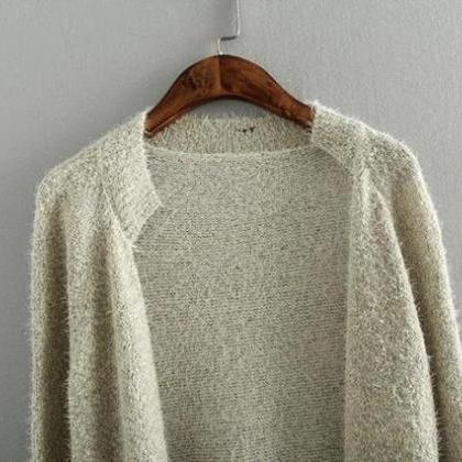 Long-sleeved Knit Cardigan Sweater Jacket..