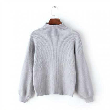 LONG-SLEEVED HIGH-NECKED KNITTING SWEATER on Luulla