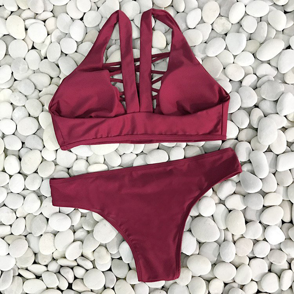 Solid Color Sexy Two-piece Bikini Swimsuit on Luulla