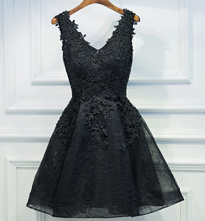 Fashion Black V-neck Sleeveless Dress