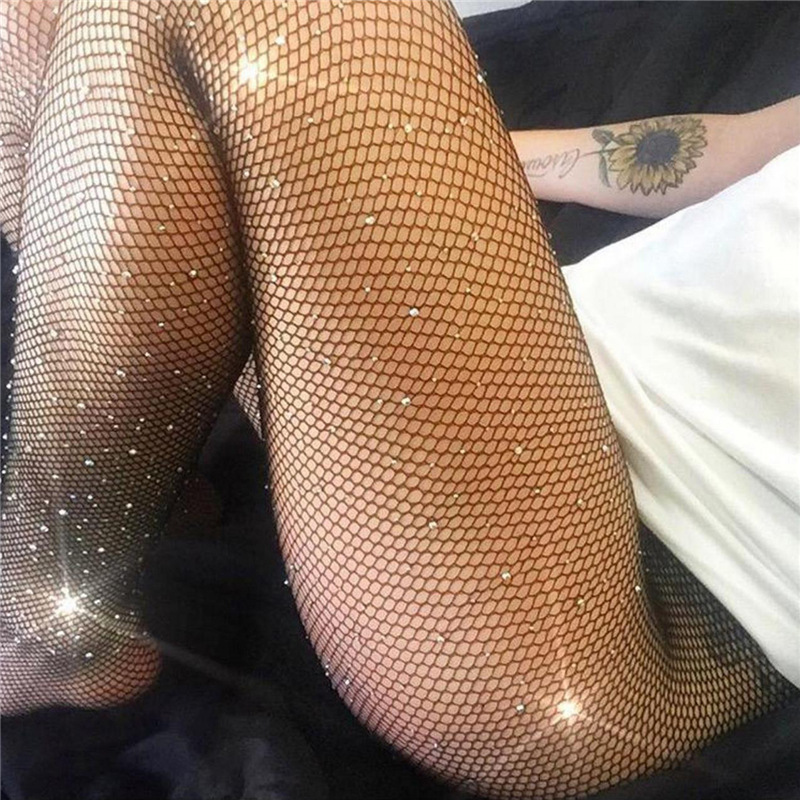 Sexy Shiny Rhinestone Fishnet Stockings