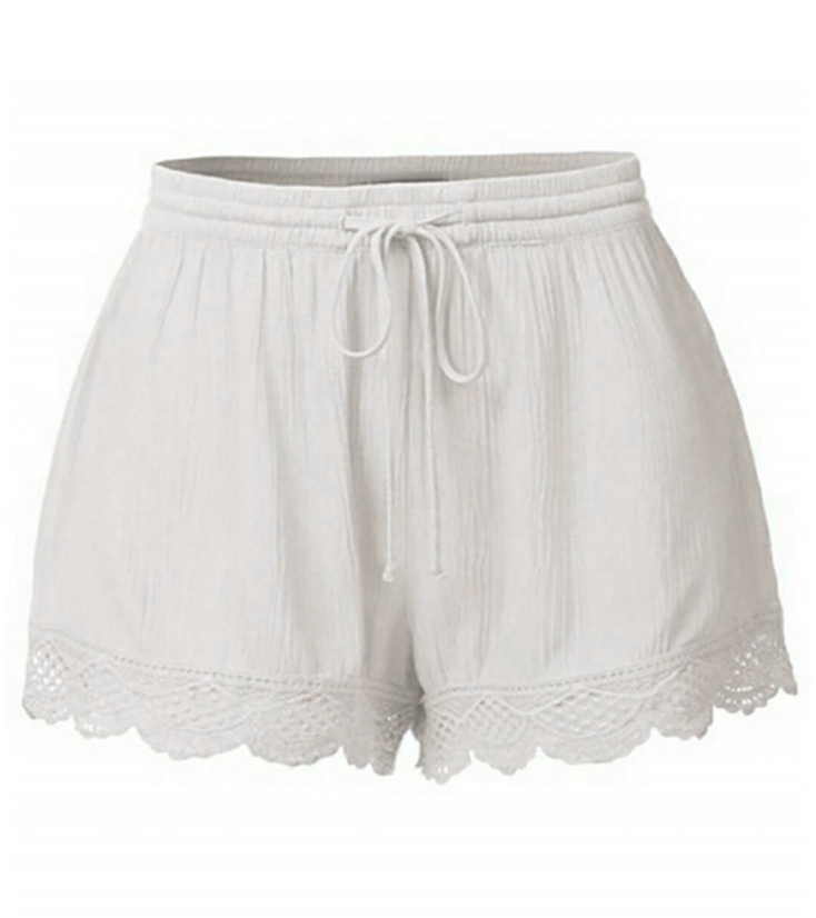 Solid Color Lace Stitching Shorts