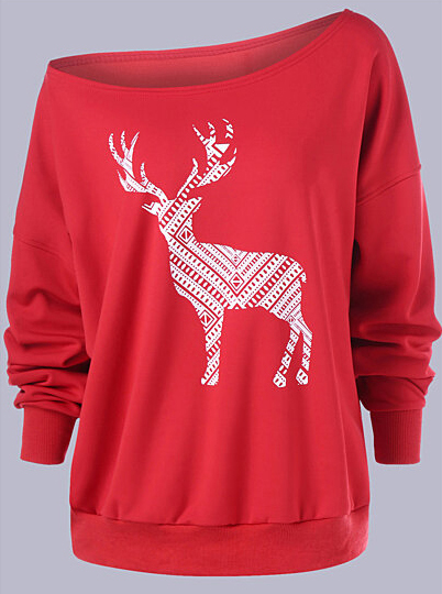 Long Sleeve Print Little Deer Sweater