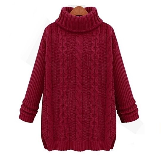 Woman's High Collar Knit Sweater on Luulla
