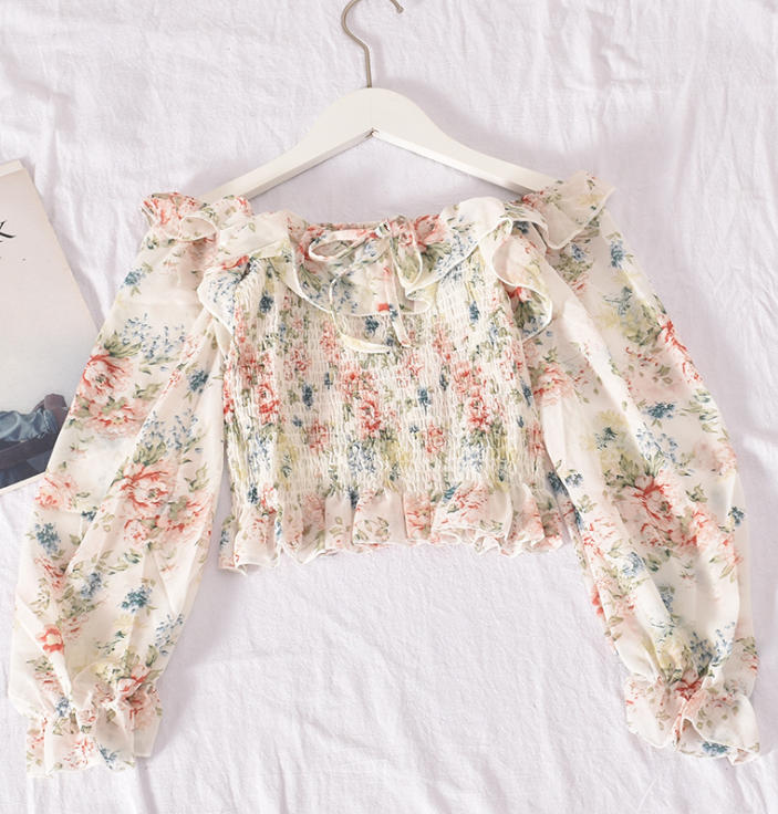 Long Sleeve Floral Shirt Top on Luulla