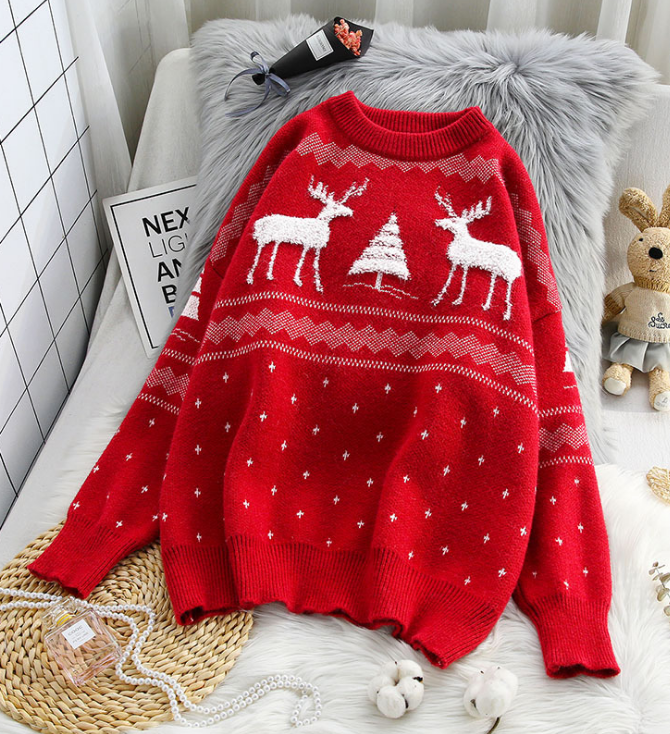 Fawn Red Loose Padded Sweater
