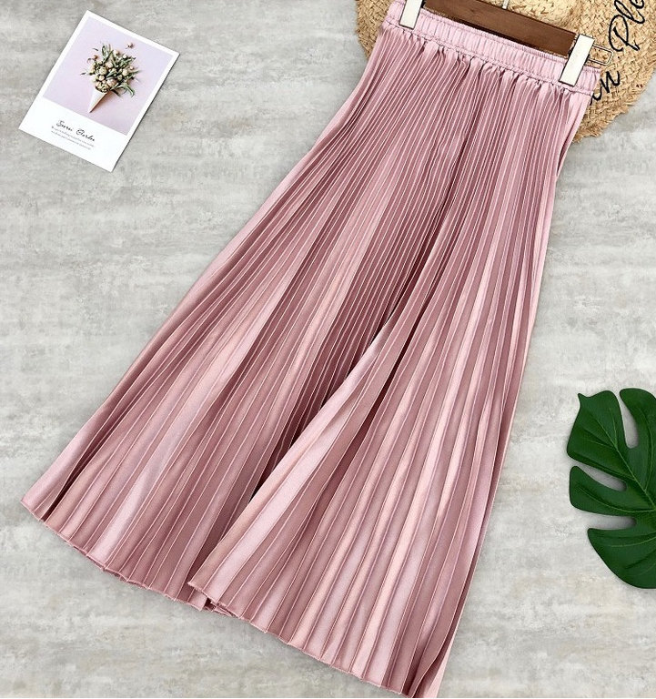 Solid Color High Waist Skirt