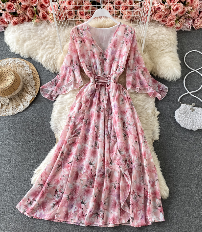 Sweet V-Neck Floral Dress