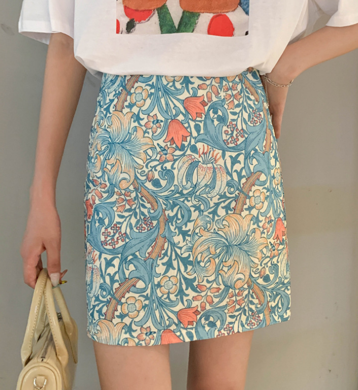Casual Fashion Print Bag Hip Skirt