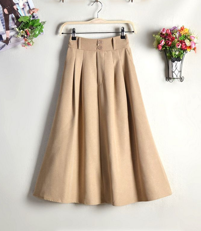Solid Color Women's High Waist Casual Skirt