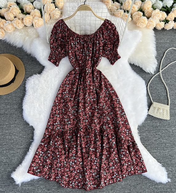 Retro Floral Short Sleeve Dress