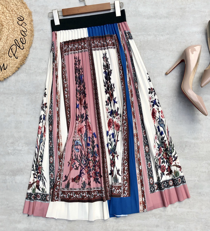 Casual High Waist Floral Print Skirt