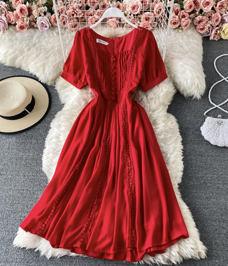 Cute Chiffon Lace Dress A Line Dress