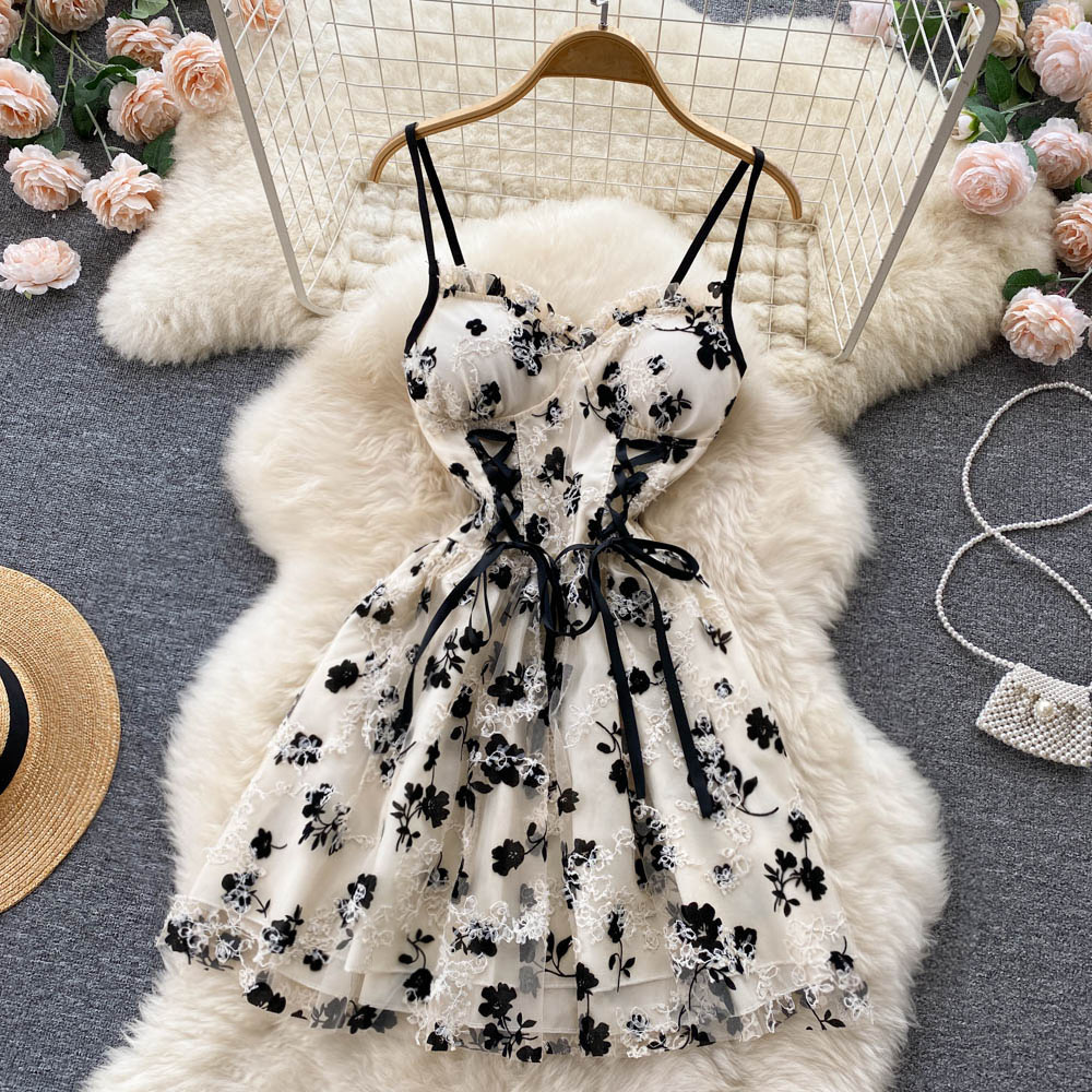 Women's Sling Lace Floral Sleeveless Dress