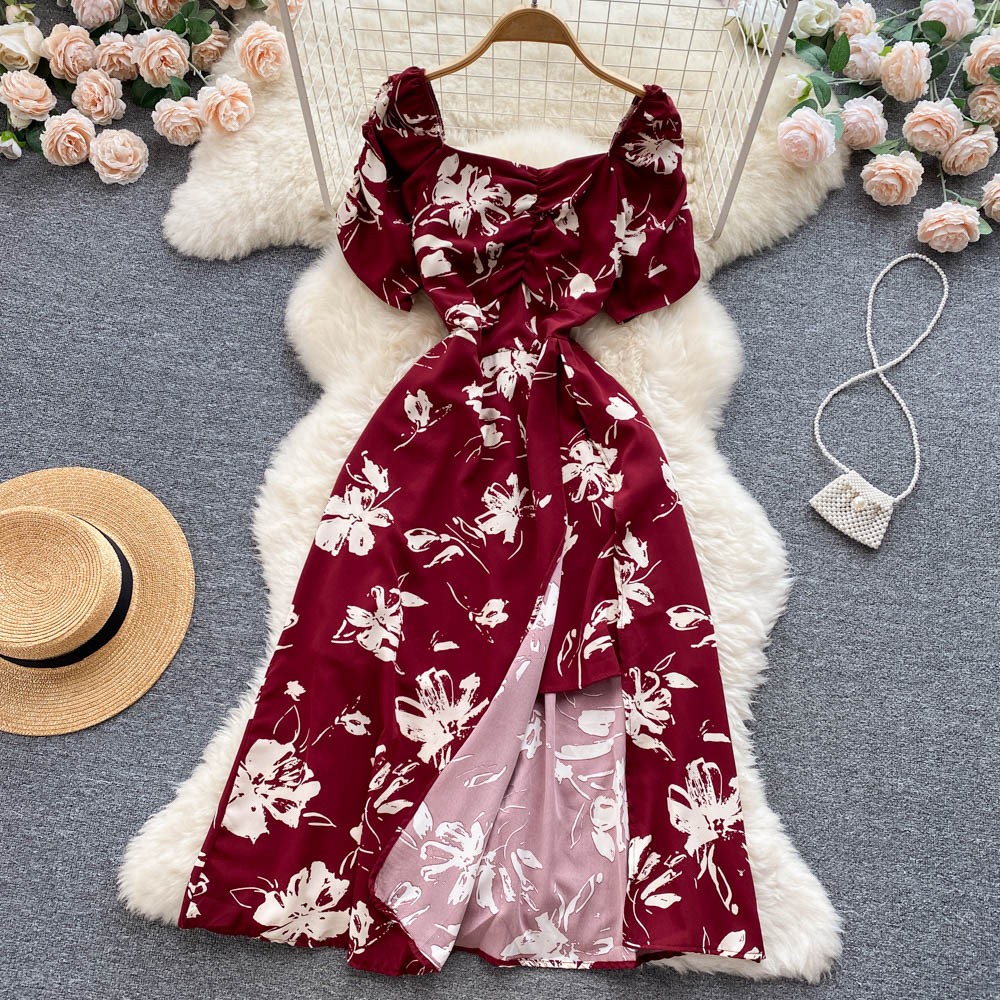 Elegant Women Floral Print Midi Dress