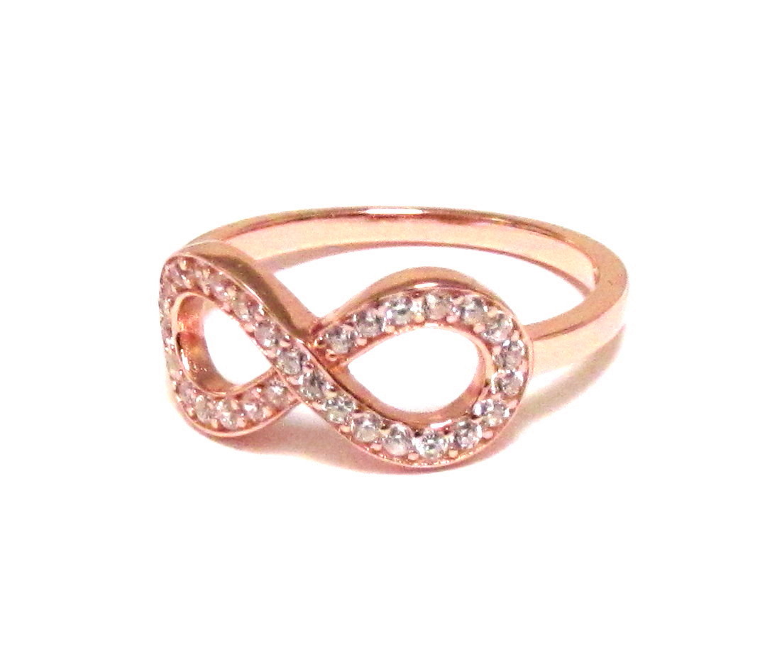 Ring-rose Gold Over Sterling Silver Ring With Hand Set Cubic Zirconia