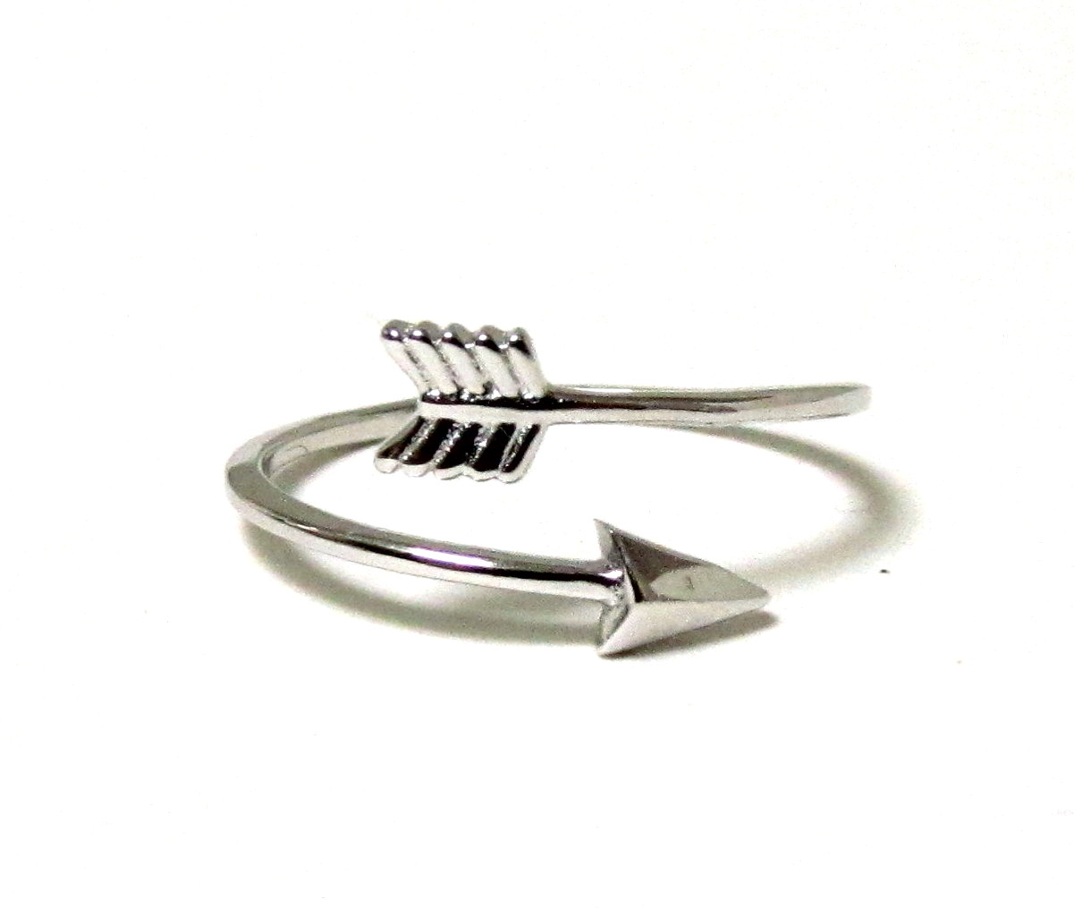 Rhodium Over Sterling Silver Arrow Ring