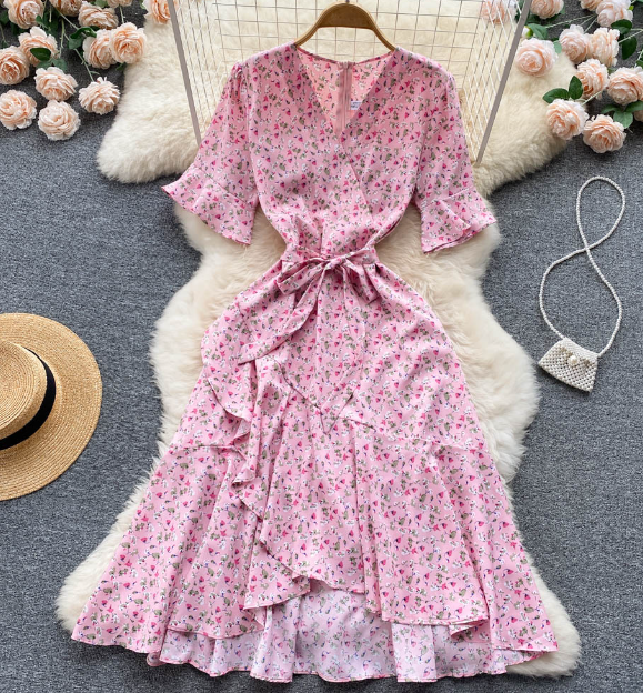 chinese dress ladies Lace Splicing Summer Sleeveless Asymmetry Dress Backless Slim Women's Party Sling Mini Dress L / Brown