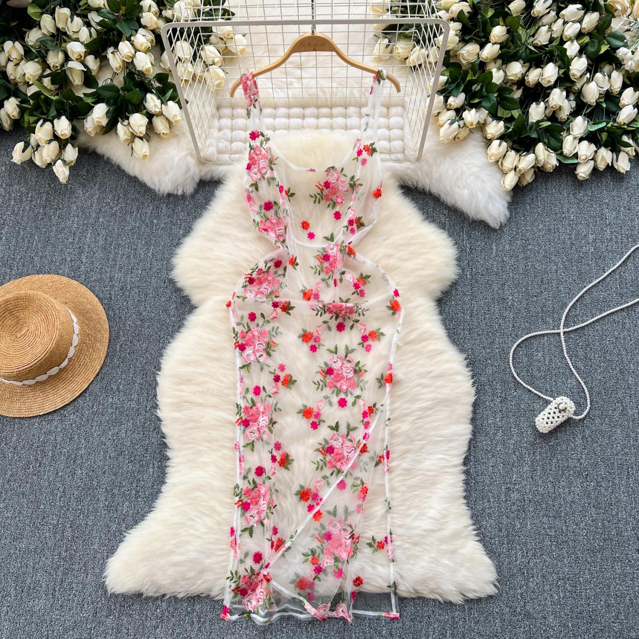 chinese dress ladies Women's Casual Lace Embroidered Maxi Dress Adjustable Strap Pleated Tiered  Swing Long Dress with Pockets (X-Small,Apricot) at Amazon Women's Clothing  store