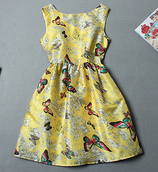 Butterfly Print Tank Dress #092002gv
