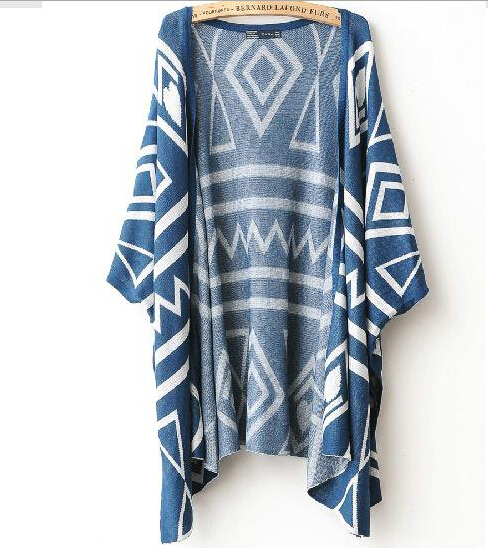 Geometric Shawl Loose Sweater Coat #092107KW