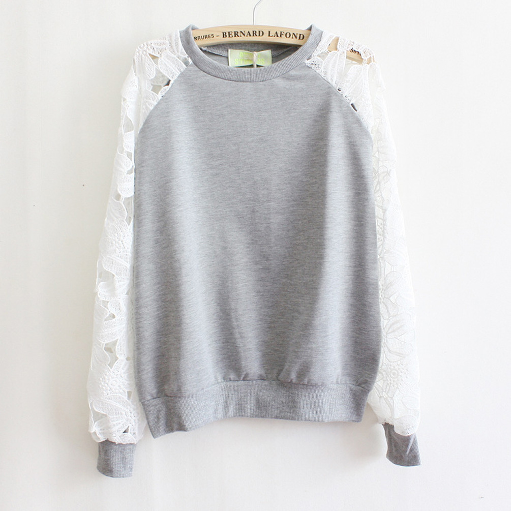 Long Sleeve Splicing Lace Sweater #092502fv