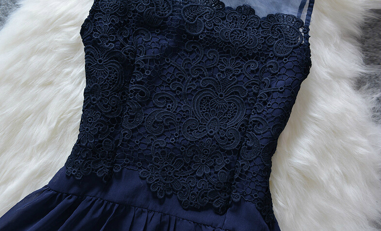 Unique Stitching Lace Sleeve Length Robe Dresses main image 1