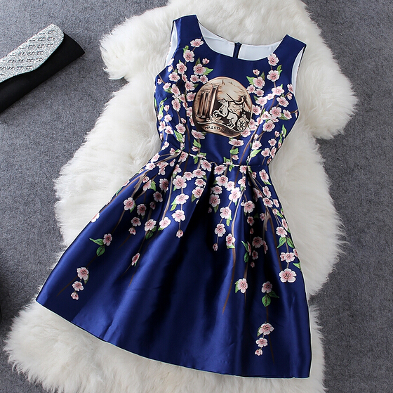 Fashion Sleeveless Print Dress #100108ad