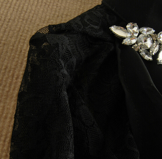 Lace Stitching Round Neck Long-sleeved Dress #ER102511UY on Luulla
