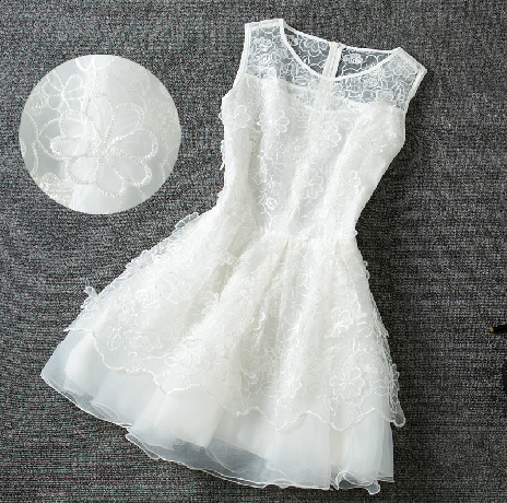 Slim Embroidered Sleeveless Princess Dress #er111414ty