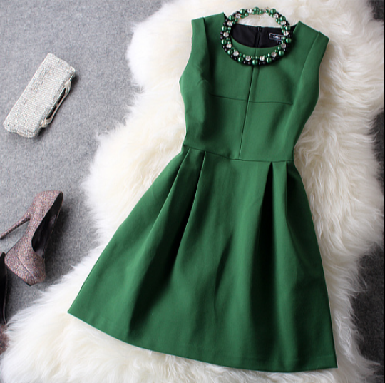 Unique Fresh Green With Beading Party Dress
