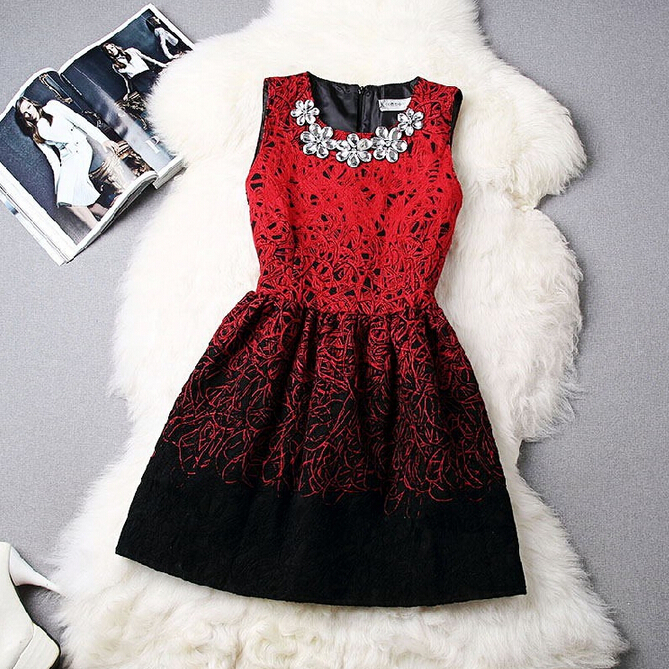 Retro Round Neck Sleeveless Vest Dress gf30306jh on Luulla