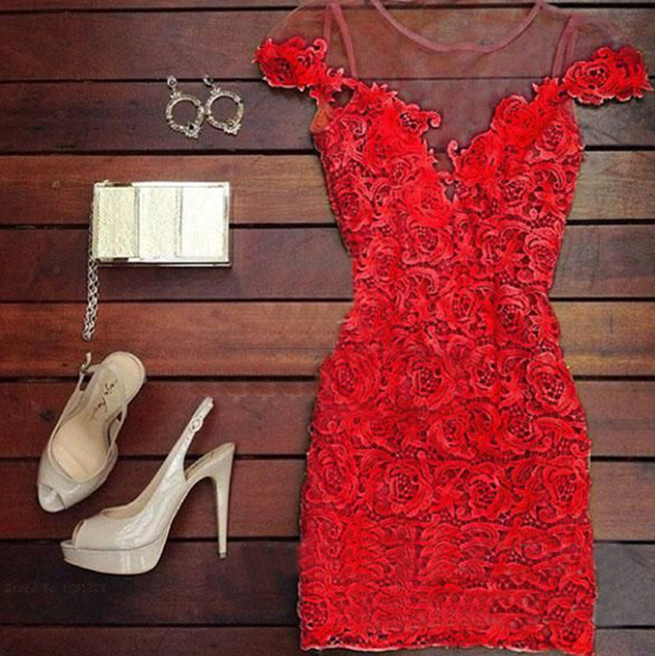 Fashion Embroidery Lace Stitching Round Neck Dress #we30907po