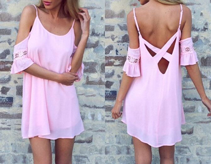Sexy Sling Strapless Pink Dress We53004po