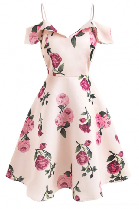 Sexy Strapless Floral Sling Dress