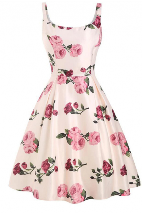 Women's Rose Sling Sleeveless Dress
