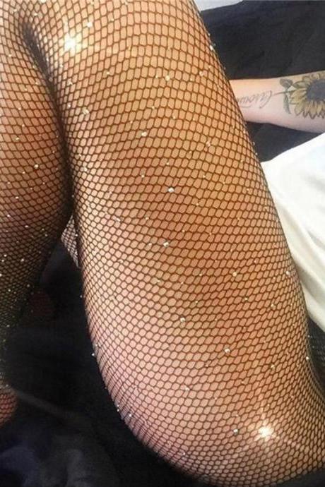 Sexy Shiny Rhinestone Fishnet Stockings
